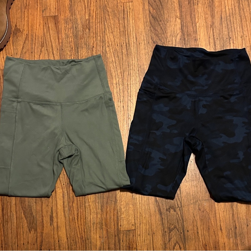 Bundle of Danskin Women's leggings - Olive and Navy Camouflage